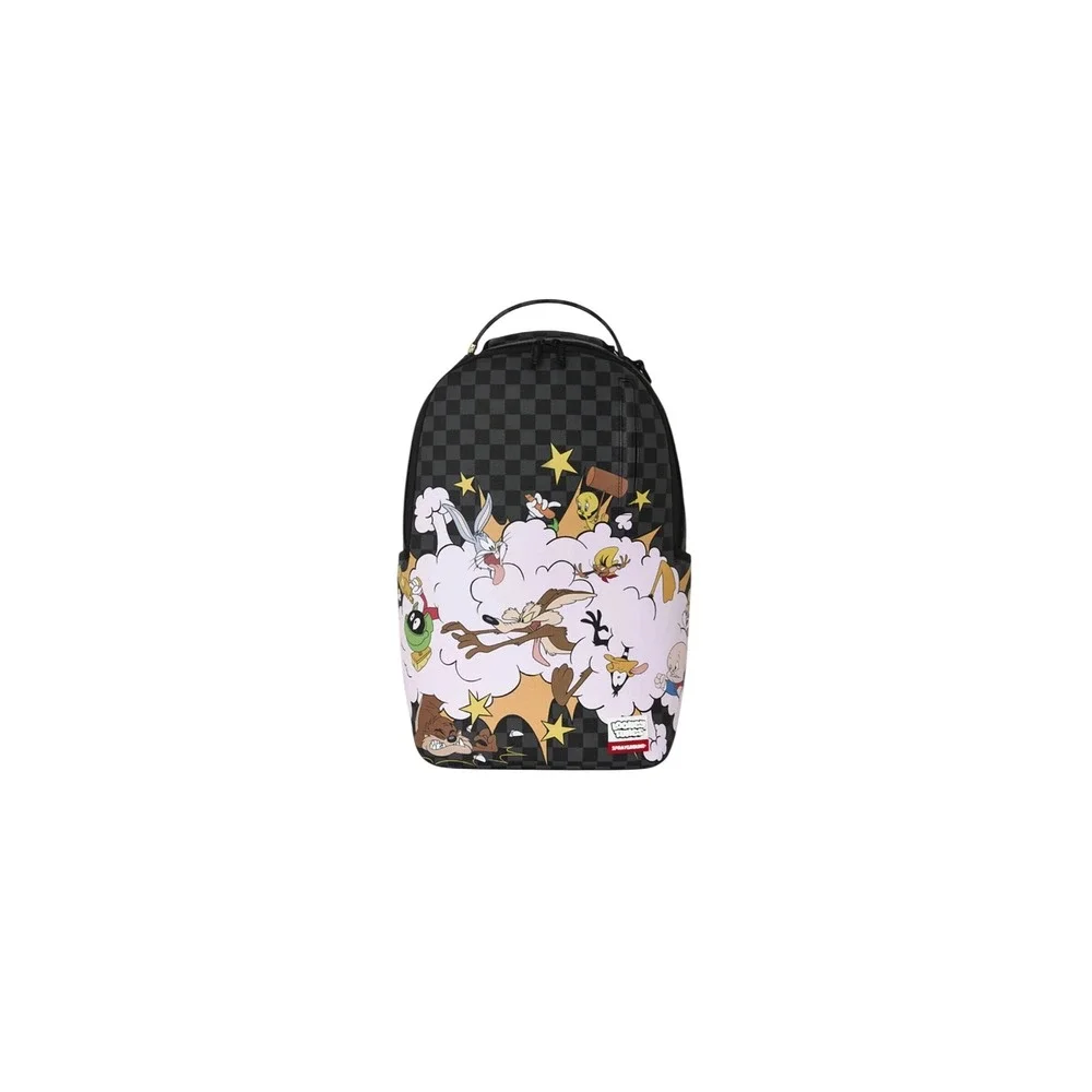 Sprayground Looney Tunes Fight Cloud Backpack Checkered Grey Black Mens New